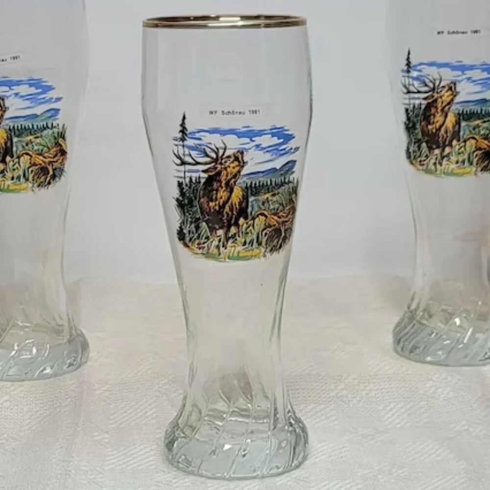 Vintage German Volksmarch Glass Beer Mug with Gold Rim - WF Schonau 1991- 1glass